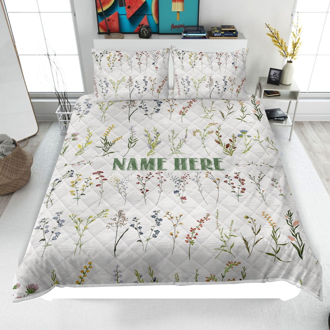 Personalized Wildflower Quilt Set Floral Quilt Blanket & Etsy