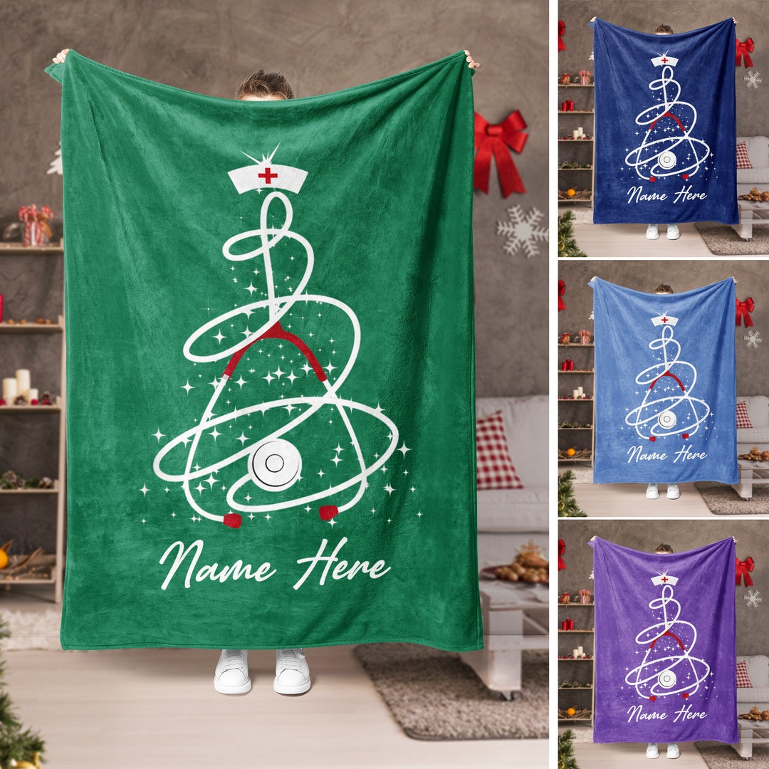 Personalized Christmas Nurse Blanket Christmas Tree Nurse Etsy