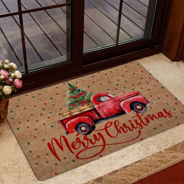 Christmas Red Truck Etsy
