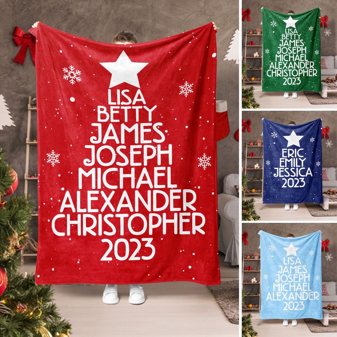 Personalized Family Tree Blanket Family Name Christmas Tree Etsy
