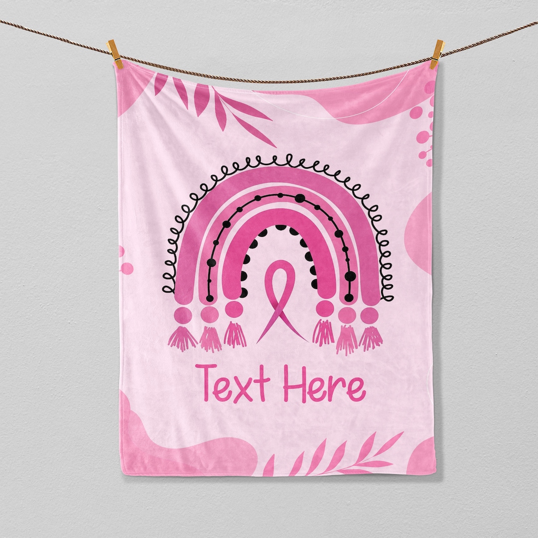 Personalized Breast Cancer Blanket Pink Ribbon Blanket Etsy