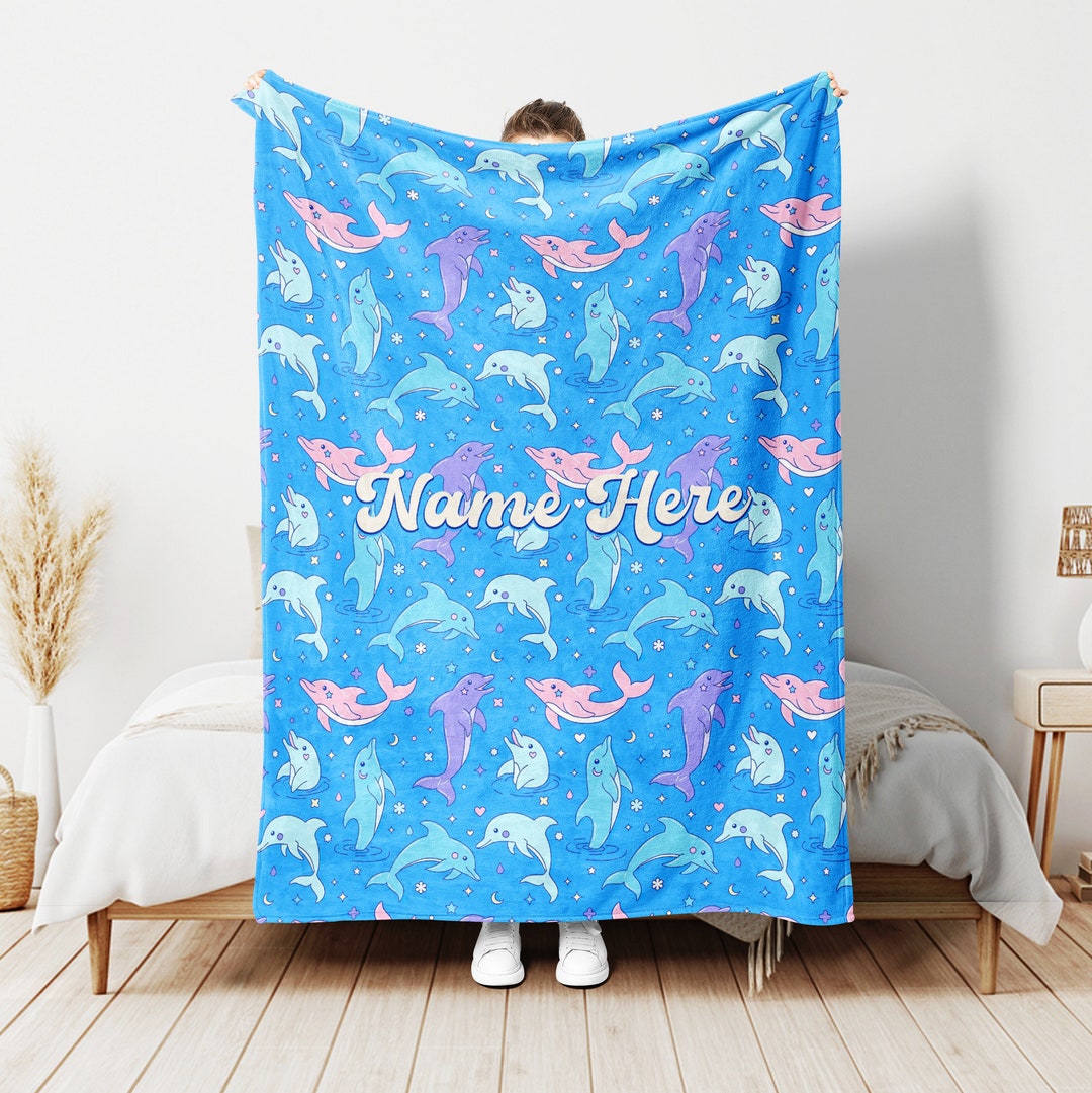 Personalized Dolphin Blanket Ocean Animal Blanket Custom Etsy