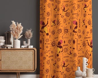 African Print Curtains: Ethnic Living Room Drapes, Cultural Home Decor