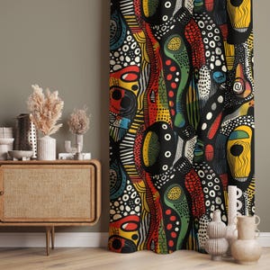 Surreal Home Decor, Abstract Face Patterned Decorative Curtains for Living Room, Abstract Face Curtain, Modern Curtains, Window Treatment