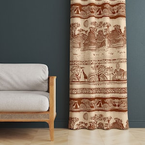 African Motif Curtain, Home Curtain, Living Room Curtains with African Motifs, African Patterned Drapes , Ethnic Pattern Home Drape