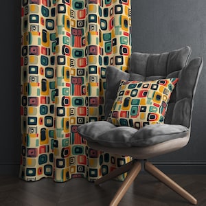 Modern Art Curtains, Abstract Decor Curtains, Colorful Curtain With Eyelets, Vibrant Drape Panel, Colorful Decor Home Drapes, Custom Curtain