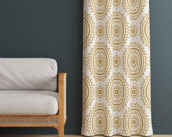 Boho Curtains: Mandala Pattern with Tassels - Lightweight, Washable