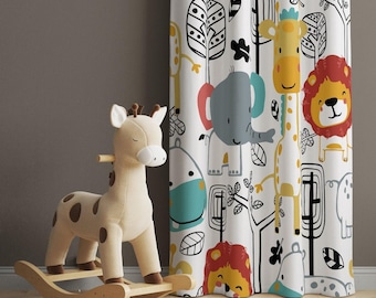 Nursery Curtains: Animal Prints for Kids - Soft, Washable Fabric