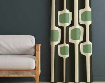 Green Retro Curtains: Mid Century Modern Nordic Drapes