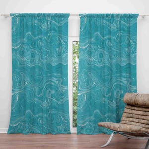 Ocean Blue Curtains, Curtains For Coastal Elegance, Charming Curtain Panel with a Coastal Flair, Ocean Blue Window Drapery, Seaside Curtain