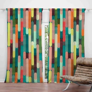 Colorful Curtains, Light Blocking Curtains, Abstract Art Window Curtain, Decorative Drapes For Living Room, Colorful Living Room Curtain