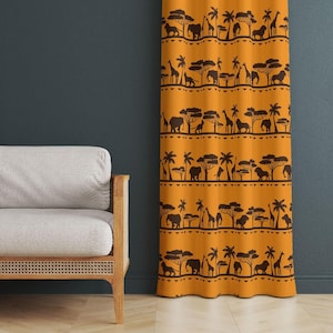 Safari Patterned Home Curtains, African Motif Curtains, African Home Curtain, African Fabric Drapes, Country Farmhouse Drape