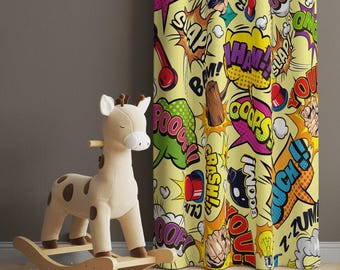 Cartoon Nursery Curtains: Digital Print Cotton-Polyester Blend