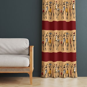 African Curtains, African Woman Patterned Home Curtains, African Fabric Drapes For Living, Ethnic Drape For Home, Decorative Drapes