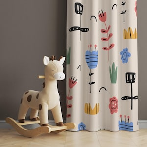 Boho Nursery Curtain, Abstract Nursery Curtain, Drapes for Nursery Room, Nursery Blackout Curtains, Gender Neutral Nursery Curtains