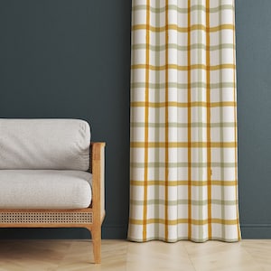 Tartan Curtain, Plaid Curtains, Modern Geometric Window Treatment, Bohemian Curtains, Checkered Drapes, Rod Pocket Drape, Striped Curtain