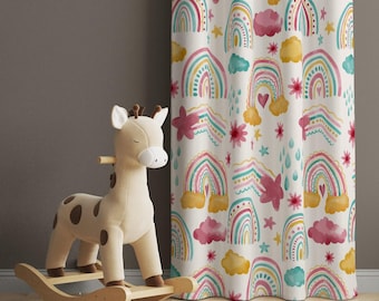 Rainbow Nursery Curtains: Kids Room Colorful Drapes