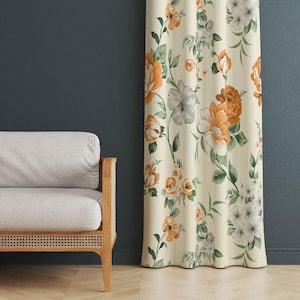 Flower Patterned Curtains, Floral Patterned Vintage Style Curtains For Living Room, Vintage Decor For Home, Floral Decor Drapes For Home