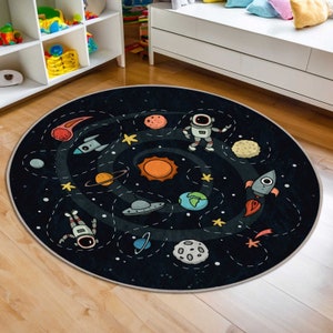 Space Nursery, Boys round Rug, Space Decor For Nursery, Space Mat For Boy, Round Rug For Nursery, Circular Rug, Nursery Decor Kids