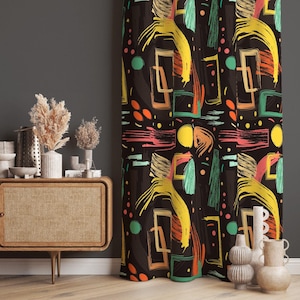 Vibrant Curtain Panels, Abstract Curtains, Vibrant Decor For Home, Home Drapes, Colorful Curtains, Colorful Decor For Home Drapes