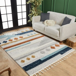 Rug Living Room Modern, Rug Colorful For Living Room, Colorful Rug Boho Modern, Colorful Rug Runner, Modern Area Rug, Colorful Tufted Rug