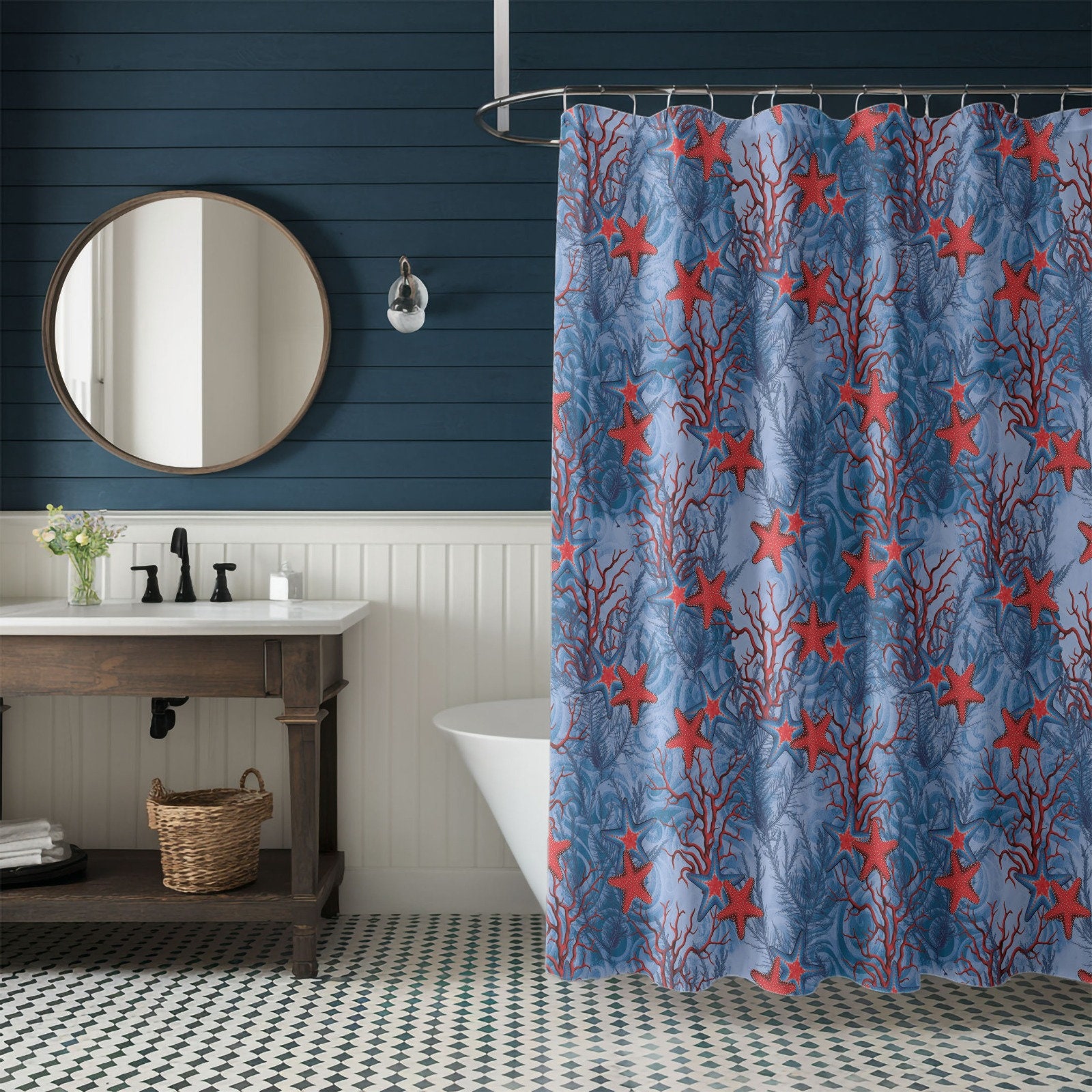 Shower Curtain: Moss and Seaweed Design - Water-repellent Polyester - Etsy, image size:1600x1600