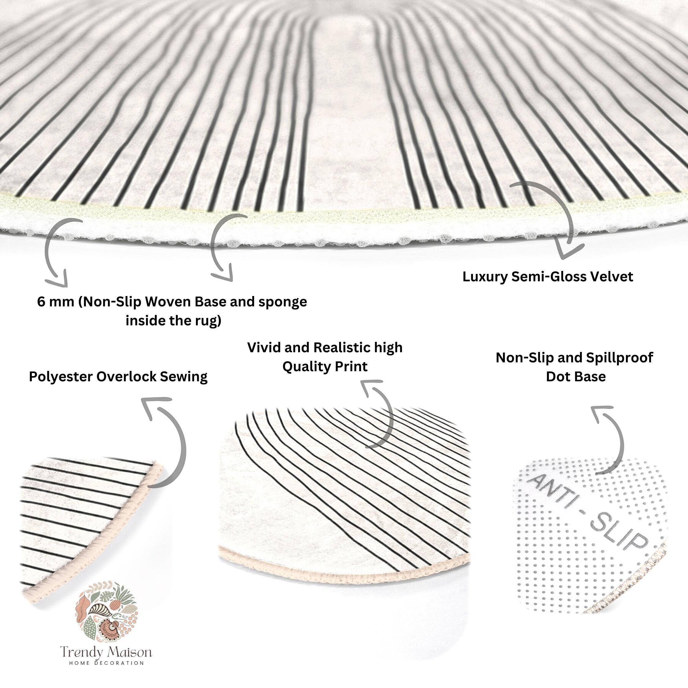 Minimalist Round Mat Machinewashable Rug Circular Mat Etsy