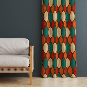 Rideaux rétro : style bohème nordique (impression géométrique, dimensions personnalisées)