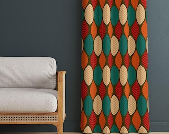 Retro Curtains: Nordic Boho Style (Geometric Print, Custom Sizes)