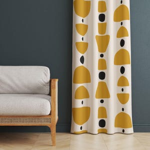 Mid Century Curtain, Nordic Style Decorative Window Curtains For Scandi Decor, Scandi Style Curtains For Living Room