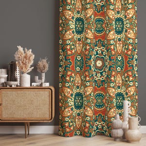 Damask Patterned Black Curtains, Ethnic Curtains, Aztec Decor Curtains, Vintage Curtains, Ethnic Drapes, Ethnic Boho Curtains, Ikat Curtains