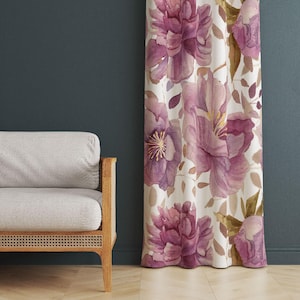Vintage Style Curtains, Elegant Floral Living Room Curtain, Vintage Floral Curtain, Colorful Pop Art Style Drape, Avant-Garde Design Curtain