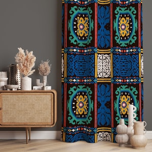 Southwestern Style Curtains For Farmhouse Decor, Aztec Patterned Curtains For Living Room, Ethnic Style Drapes Curtains, Aztec Decor Drapes