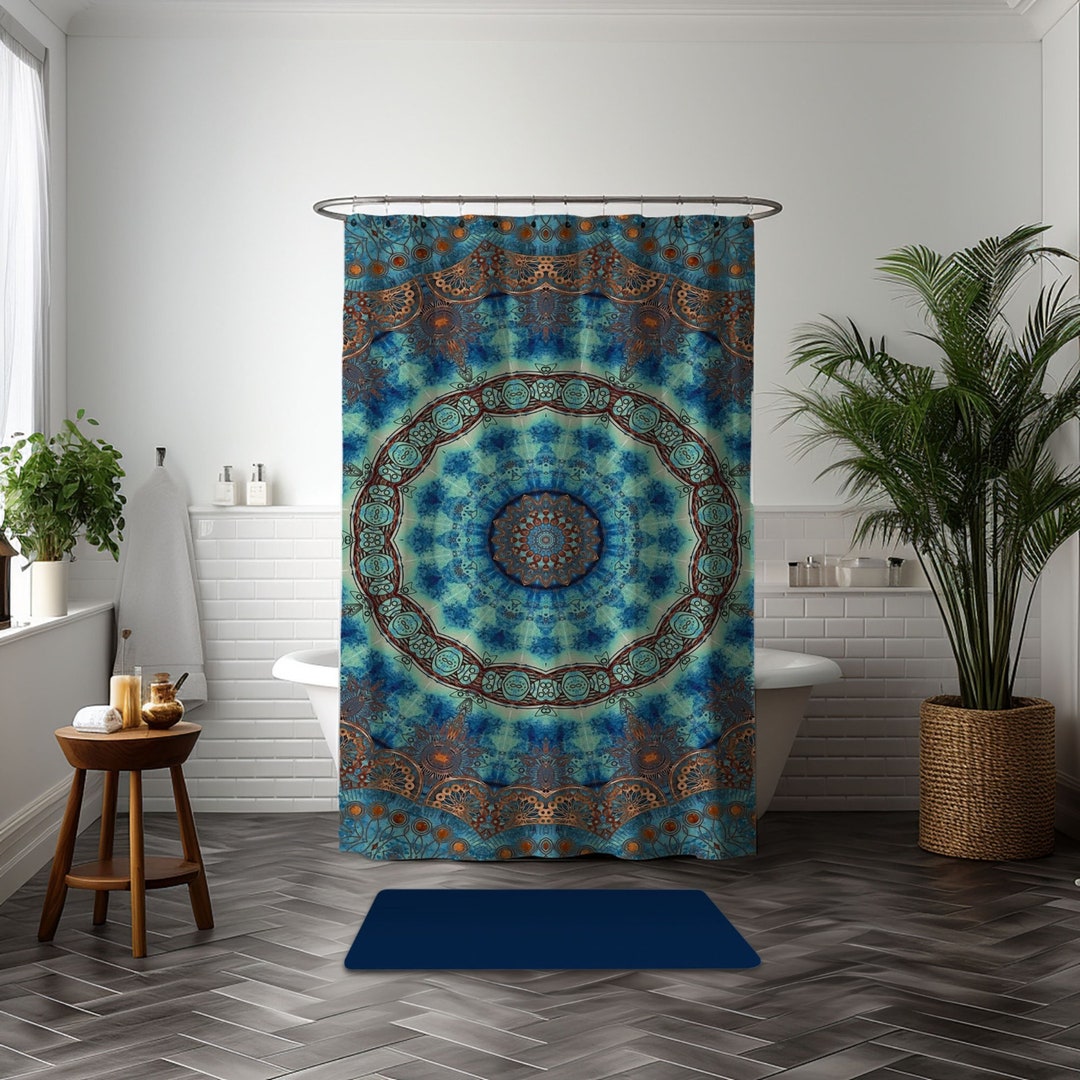 Retro Shower Curtain, Retro Bath Curtains, Extra Long Bathroom Drapes ...