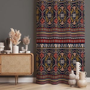 Aztec Curtains, Ethnic Curtains, Aztec Decor Curtain, Ethnic Drapes, Ethnic Geometric Window Curtain, Indian Drapes, Indian Decor