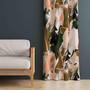 Boho Decor Abstract Patterned Maximalist Style Curtains, Artistic Window Treatments, Bohemian Home Accents, Modern Art Decor Home Curtain