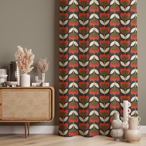 Retro-Dekor Vorhänge, Rosa Tulpe Gemusterte Dekorative Wohnzimmer Vorhänge, Rosa Gedruckt Schlafzimmer Vorhang Für Retro-Dekor, Boho Drapieren