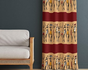 African Woman Patterned Curtains: Ethnic Home Decor Drapes
