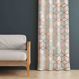 Bohemian Style Curtains, Abstract Patterned Boho Style Minimalist Living Room Curtains, Custom Size Curtain, Abstract Patterned Home Drapes