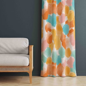 Soft Colored Abstract Curtains, Water Color Style Colorful Curtains, Pastel Color Abstract Decor Drapes, Modern Home Drapes, Vibrant Curtain