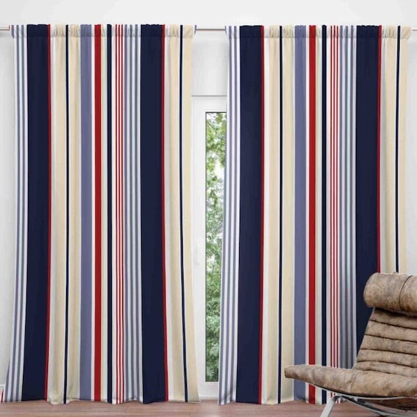 Vertical Stripes Colored Curtains, Colorful Home Drapes For Living Room, Contemporary Curtains, Rod Pocket Curtains, Striped Curtains