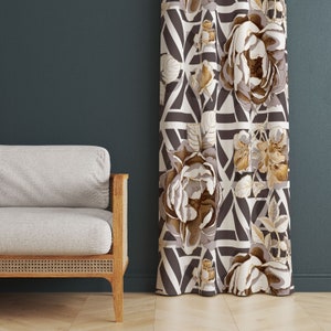 Floral Decor Curtains, Flower Patterned Curtains For Winter Decor, Floral Curtain For Living Room, Vintage Drapes Retro Decor, Flower Drapes