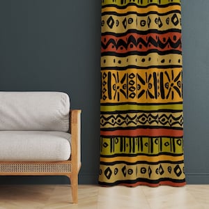 Africa Decor Home, Abstract African Drawing Patterned Decorative Curtains, African Woman Drapes, Ethnic Designed Drapes, Ethnic Drape