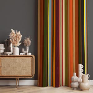 Colourful Curtains, Colorful Stripes Abstract Home Curtains, Abstract Decor Drapes, Vibrant Curtain Panels, Colorful Decor For Home Drapes