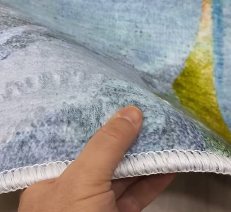 Tropical Boho Rug, Abstract Rugs for Living Room, Colorful Bathroom