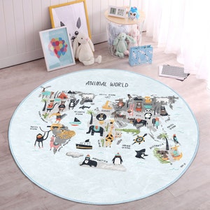 World Map Decor Rug For Nursery, Safari Rug For Nursery, Decor For Nursery Rug, Nursery Decor Kids Rug, Safari Rug For Kids, Baby Room Mat