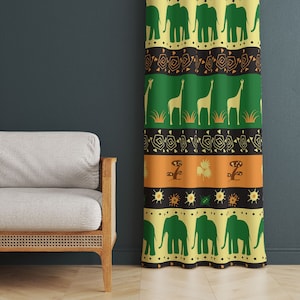 African Decor Curtains For Living Room, African Themed Home Curtains, African Style Drapes For Living,  Home Decorative Curtain