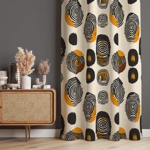 Minimalist Circle Patterned Abstract Modern Art Decor Curtains, Colorful Curtain With Eyelets, Vibrant Drape Panels, Colorful Decor Drape