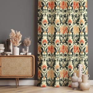 Flower Patterned Vintage Style Living Room Curtains, Vintage Curtains, Flower Pattern Home Curtain For Vintage Decor, Flower Drapes