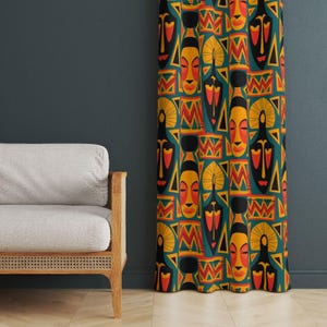 African Women Pattern Curtains, Ethnic Pattern Home Curtain, African Patterned Home Curtain, Bedroom Curtain, African Fabric Curtains Panels